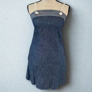 Amadi NWOT Cotton Chambray Mini Dress XS - Rope Strap Grommet Detail - Pockets